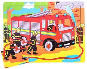 Bigjigs Toys Drevené puzzle hasiči 9 dielikov