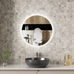 Erga Deam, okrúhle LED zrkadlo 60cm, 3 farby svetla, predné osvetlenie, vyhrievacia podložka proti zapareniu, ERG-V01-Deam-6060-CL