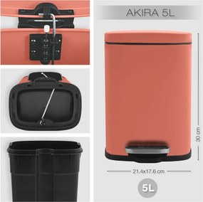 Nášľapný oceľový odpadkový kôš v terakotovej farbe 5 l Akira – Spirella