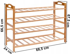 Botník NERIA 4 úrovne, bambusový