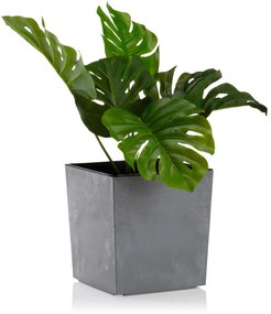 PLASTOVÝ KVETINÁČ FLORE 19X19 CM IMITÁCIA BETÓNU SIVÁ