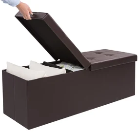 InternetovaZahrada Úložný box so sklopným vekom hnedá - 115x38x38cm