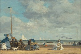 Obraz - Eugène Boudin, Beach  at Trouville, reprodukcia (90x60 cm)