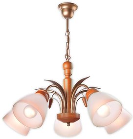 Lamkur Luster na reťazi TULIPAN 5xE27/60W/230V buk LA15149