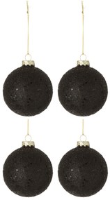 4ks čierne vianočné gule baubles stars black - Ø 10cm