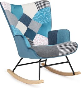 Hojdacie kreslo FABIAN II — látka, modrý patchwork