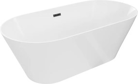 Mexen Luna, Slim voľne stojaca vaňa 170 x 75 cm, biela, čierny prepad, 52041707500-70