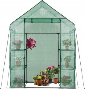Záhradný skleník s fóliou a poličkami 73 x 140 m x 200 cm