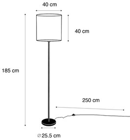 Stojacia lampa mosadz s velúrovým tienidlom s dizajnom listov a zlatým vnútorným povrchom - Simplo