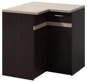 Rohová kuchynská skrinka Livia 90 cm ľavá tmavohnedá/dub sonoma