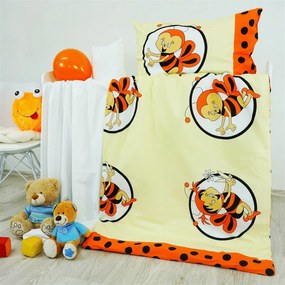 Obliečky detské bavlnené včielky oranžové EMI: Štandardný set jednolôžko obsahuje 1x 140x200 + 1x 70x90