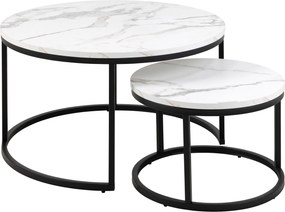 XXXLutz SADA KONFERENČNÝCH STOLÍKOV, čierna, biela, kov, kompozitné drevo, 80/80/45 cm MID.YOU - Stolíky do obývačky - 001277000304