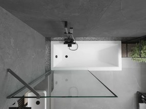 Mexen Next, 1-krídlová vaňová zástena 90 x 150 cm, 6mm číre sklo - čierny vzor, grafitová, 895-090-000-00-70-95