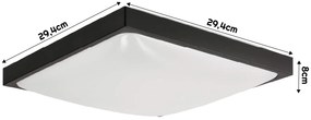 ECO LIGHT LED stropné svietidlo 2xE27 štvorcové čierne + 2x E27 10W neutrálna biela žiarovka