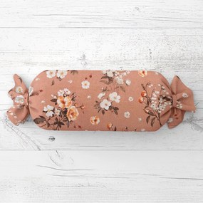 Biante Vankúš valec bonbon Sandra SA-738 Ruže a konvalinky na hnedoružovom 15x40 cm