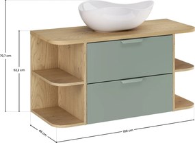 Comad Kúpeľňová skrinka s doskovými umývadlami set Aster Green 100 biela/dub cremona
