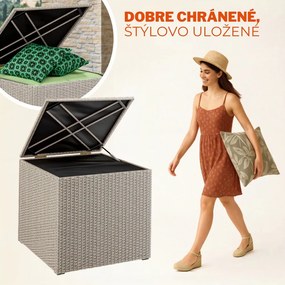 Polyratanový úložný box RICCO, 318L, 75x75x70cm, krémová Casaria
