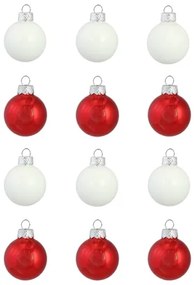 Set vianočných ozdôb v červenej a bielej farbe