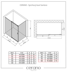 Cerano Santoro, sprchovací kút s posuvnými dverami 110(dvere) x 100(stena) x 195 cm, 6mm číre sklo, chrómový profil, CER-CER-425107