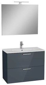 Kúpeľňová zostava s umývadlom, zrkadlom a osvetlením VitrA Mia 79x61x39,5 cm antracitový lesk MIASET80A, 1 ks