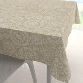 Biante Dekoračný štvorcový obrus Leona LN-170 Biele mandaly na režnom 90x90 cm