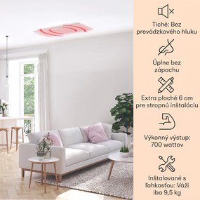 Klarstein Wondersky, infračervený stropný ohrievač, 120 x 60 x 6,5 cm (Š x V x H), 700 W, IP44