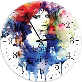 Gario Hodiny na stenu Akvarel Love life Rozmery: 60 x 60 cm
