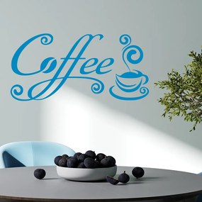 Veselá Stena Samolepka Čas na dobrú kávu Farba: modrá, Veľkosť: 100 x 48 cm