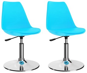 Otočné jedálenské stoličky 2 ks, modré, umelá koža