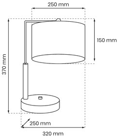 Stolná lampa Senso, 1x čierne/zlaté textilné tienidlo, b