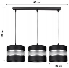 Luster na lanku CORAL 3xE27/60W/230V čierna