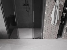 Mexen Velar Duo, posuvné sprchové dvere do otvoru 160 cm, 8mm šedé sklo, brúsený grafit, 871-160-000-42-95