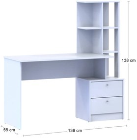 Písací stôl s regálom Talent T7 P - biela