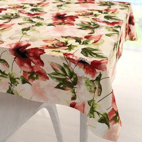 Biante Zamatový štvorcový obrus Tamara TMR-051 Abstraktné červené kvety na žltobéžovom 60x60 cm