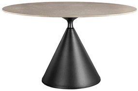 Jedálenský stôl Signature 135 cm čierny kovový rám s doskou v sivo-mramorovom vzhľade