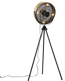 Stojan podlahového ventilátora čierny so zlatými 4 svetlami - Kim
