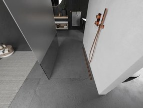 Mexen Kioto, sprchová zástena Walk-In 140 x 200 cm, 8mm číre sklo-námraza, medený matný profil, 800-140-002-65-35