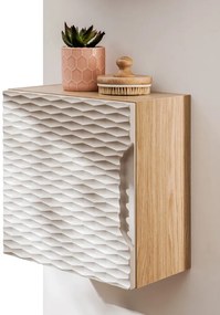 Závěsná koupelnová skříňka Ocean 35 cm 1DQ dub olejovaný/béžová