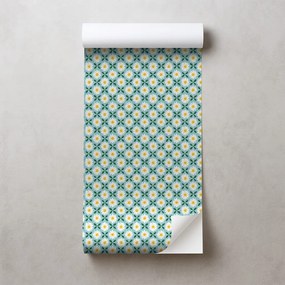 Samolepiaca tapeta farebné kvietky na tyrkysovom pozadí