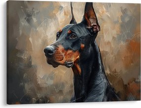 Obraz - Portrét Dobermana (70x50 cm)