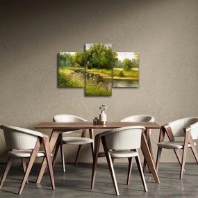 Obraz - Rieka pri lese, olejomaľba (90x60 cm)