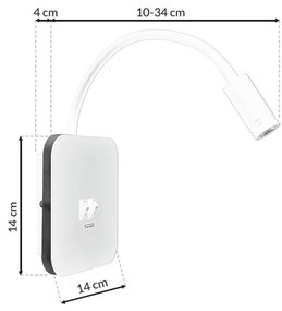 Nástenné LED svietidlo Base1, 1x LED 8+2w, 4000k, w, vypínač