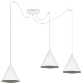 Závesné svietidlo Soho Spider, 3x biele kovové tienidlo, (fi 14cm)