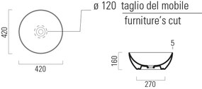 GSI GSI, PURA keramické umývadlo na dosku, priemer 42 cm, biela lesk ExtraGlaze, 885111