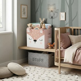 Úložný box Deer, 29x29x29 cm, biela/ružová
