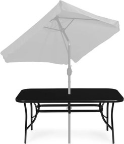 Čierny záhradný stôl s otvorom na slnečník  Šírka: 140 cm | Dĺžka: 80 cm