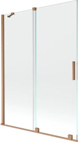 Mexen Velar, 2-krídlová posuvná vaňová zástena 130 x 150 cm, 8mm číre sklo, medená matná, 896-130-000-01-65