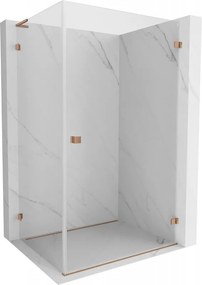 Mexen Lunar-B L, 1-krídlový sprchový kút, pravý, 100 x 80 cm, 8mm číre sklo, medený profil, 832L-100-080-65-00-P