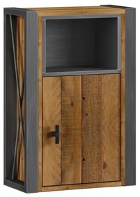 furniture-nabytek.cz - Masívna nástenná skrinka Detroit z recyklovanej borovice a kovu, lakovaná, hnedá – 40×20×60 cm