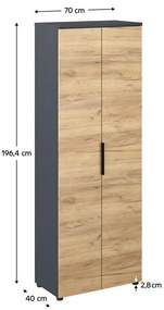 Policová skriňa Klodekas 2 (grafit + dub artisan) . Vlastná spoľahlivá doprava až k Vám domov. 1097175